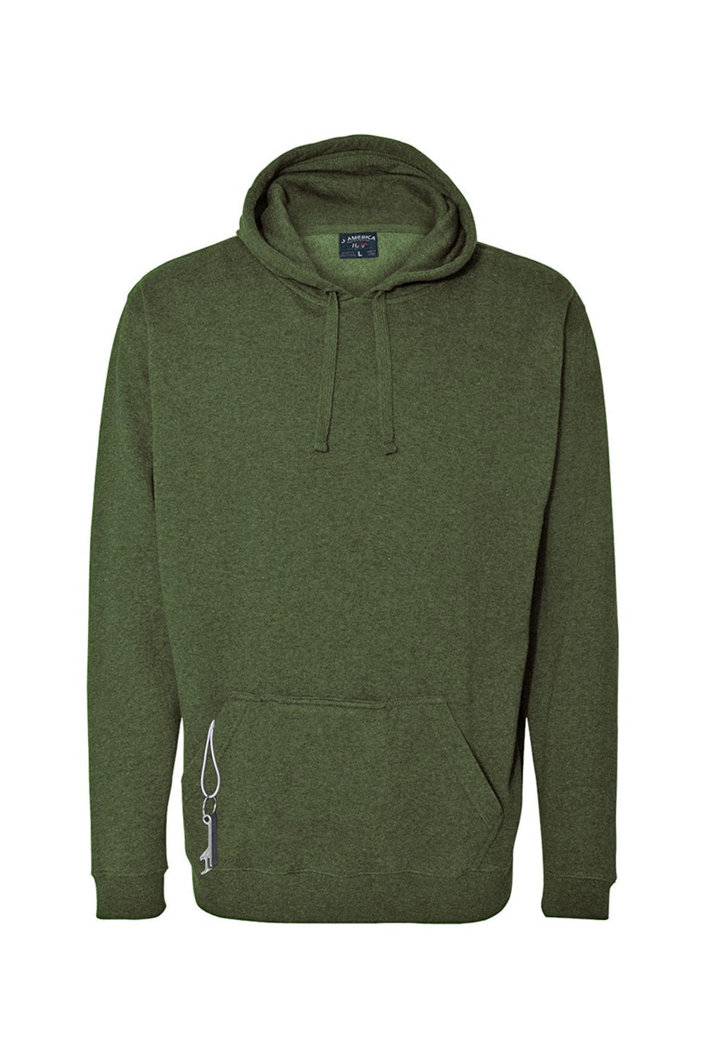J America JA8815/8815 Mens Tailgate Fleece Hooded Sweatshirt Hoodie w/ Pouch Pocket Olive Green Flat Front