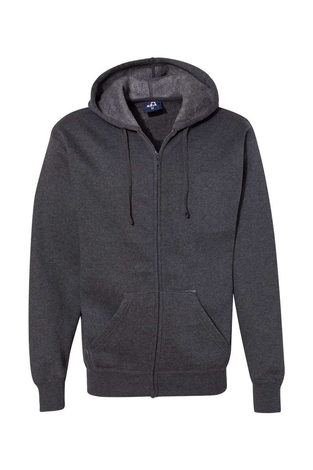 J America JA8821/8821 Mens Premium Fleece Full Zip Hooded Sweatshirt Hoodie w/ Pockets Charcoal Grey Flat Front