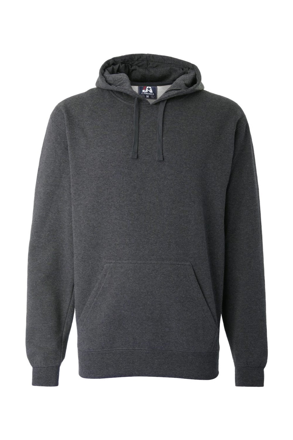 J America 8824 Mens Premium Fleece Hooded Sweatshirt Hoodie w/ Pouch Pocket Heather Charcoal Grey Flat Front