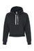 J America 8853 Womens Cropped Hooded Sweatshirt Hoodie Solid Black Flat Front