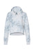 J America 8853 Womens Cropped Hooded Sweatshirt Hoodie Grey Tie Dye Flat Front