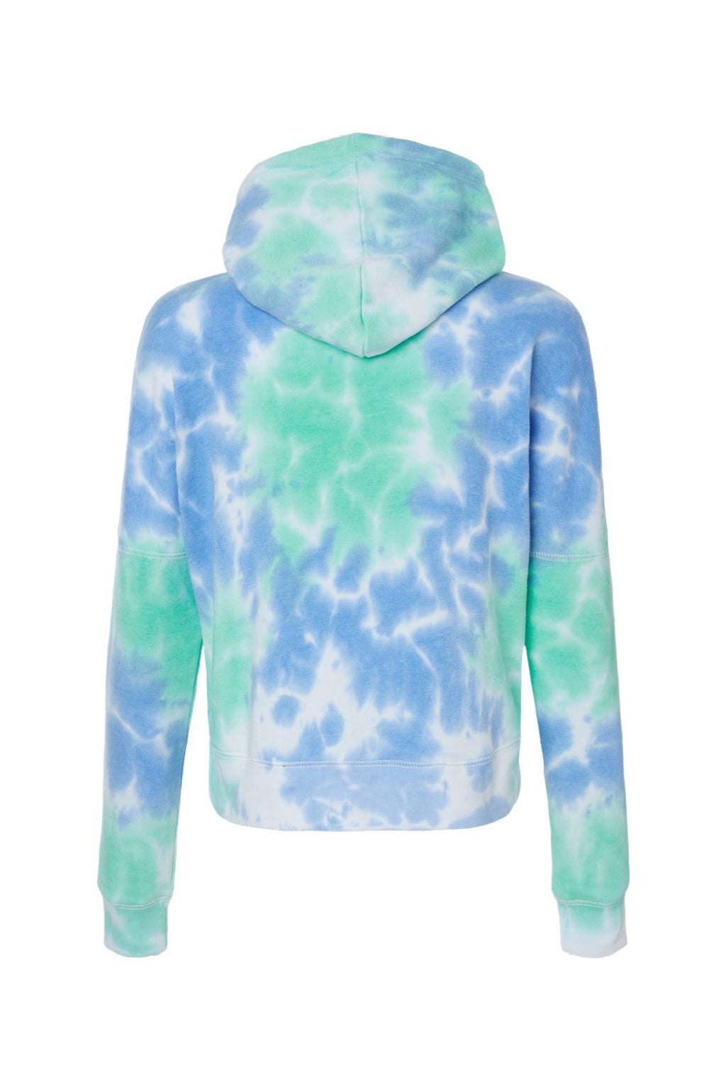 J America 8853 Womens Cropped Hooded Sweatshirt Hoodie Lagoon Tie Dye Flat Back