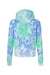 J America 8853 Womens Cropped Hooded Sweatshirt Hoodie Lagoon Tie Dye Flat Back