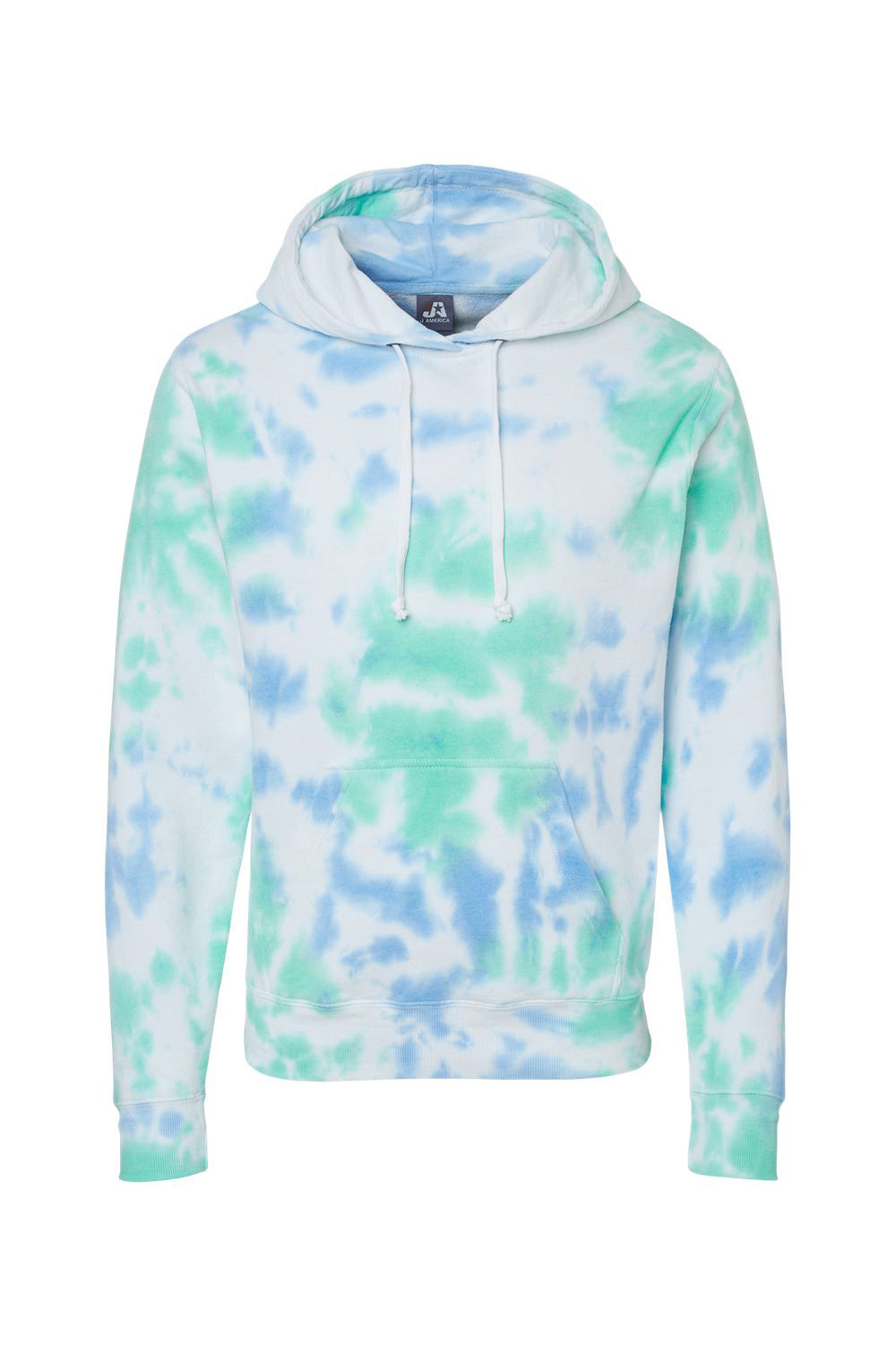 J America 8861JA/8861 Mens Tie-Dye Hooded Sweatshirt Hoodie w/ Pouch Pocket Lagoon Flat Front