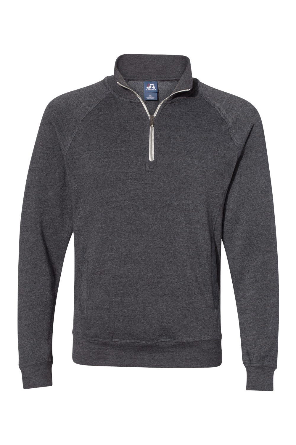 J America JA8869/8869 Mens Fleece 1/4 Zip Sweatshirt w/ Pockets Black Flat Front