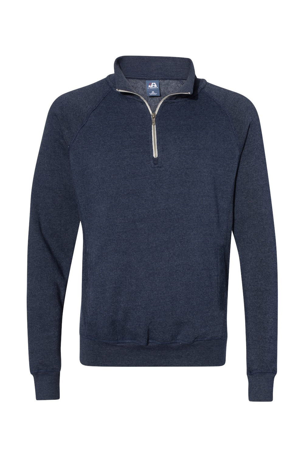 J America JA8869/8869 Mens Fleece 1/4 Zip Sweatshirt w/ Pockets Navy Blue Flat Front