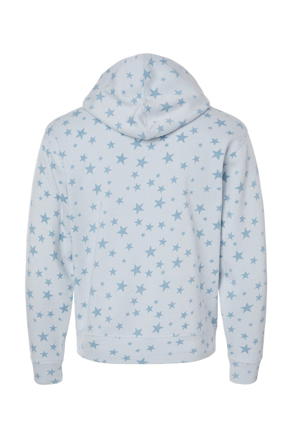 J America JA8871/8871 Mens Fleece Hooded Sweatshirt Hoodie w/ Pouch Pocket Chambray Blue Stars Flat Back