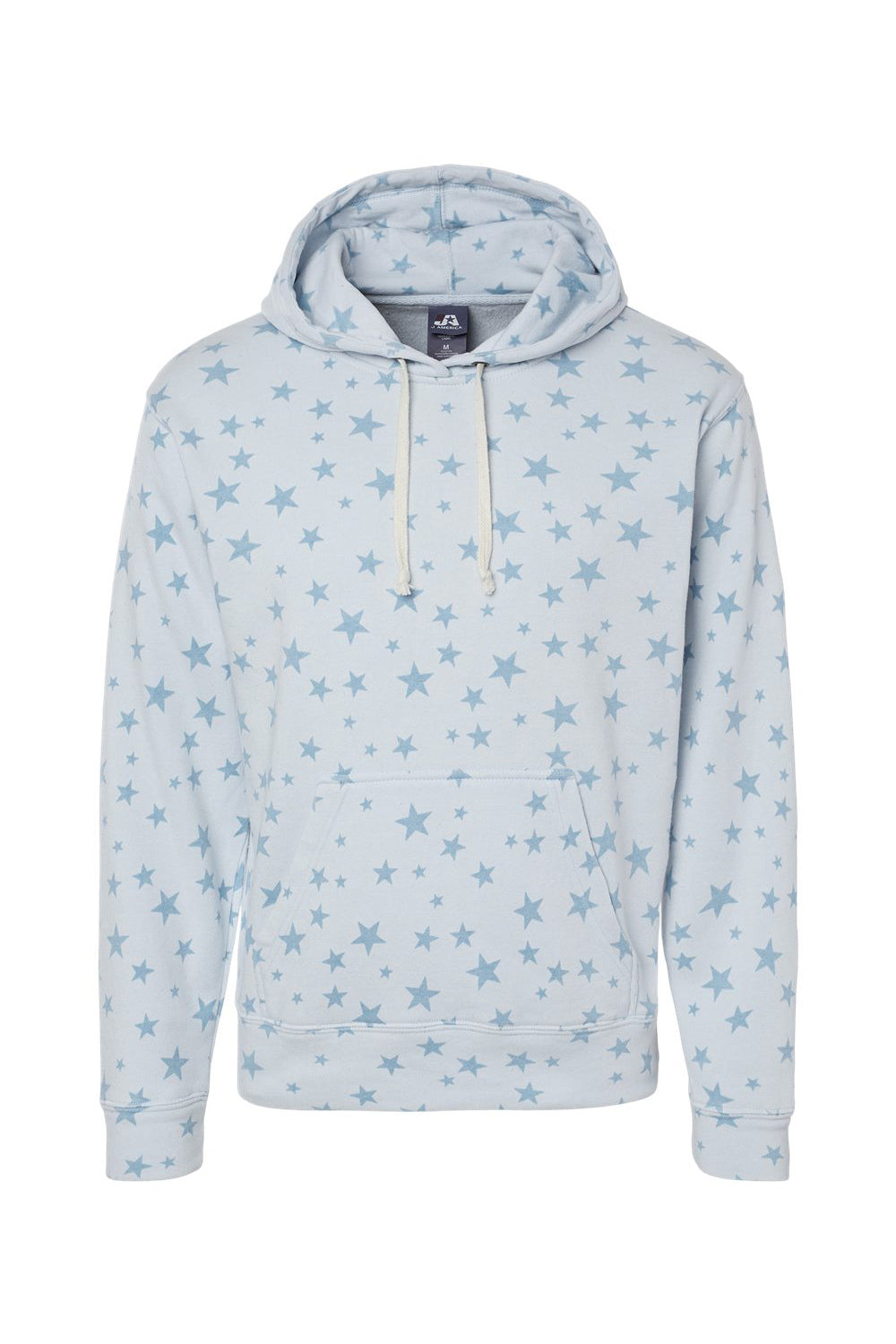 J America JA8871/8871 Mens Fleece Hooded Sweatshirt Hoodie w/ Pouch Pocket Chambray Blue Stars Flat Front