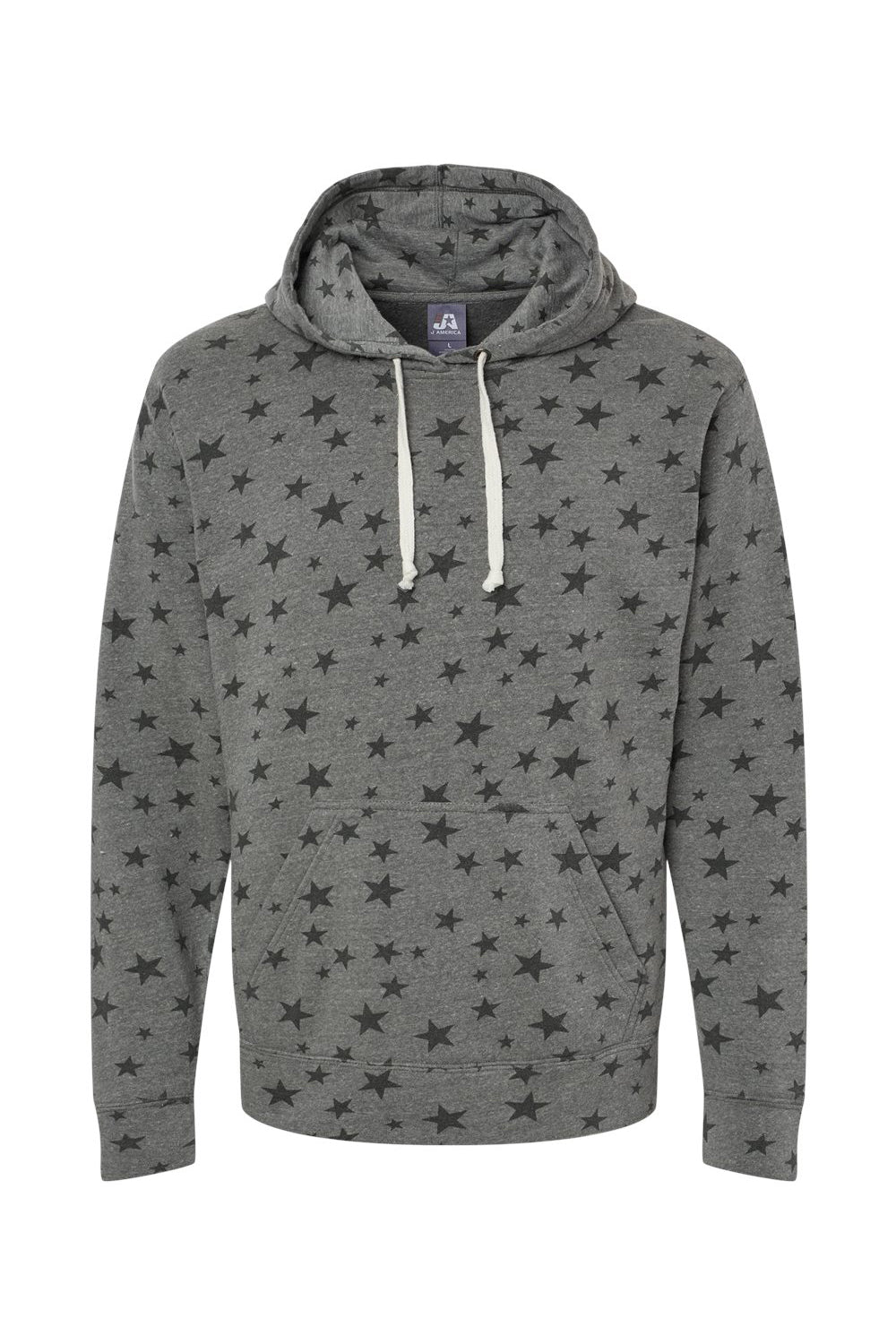 J America JA8871/8871 Mens Fleece Hooded Sweatshirt Hoodie w/ Pouch Pocket Smoke Grey Stars Flat Front