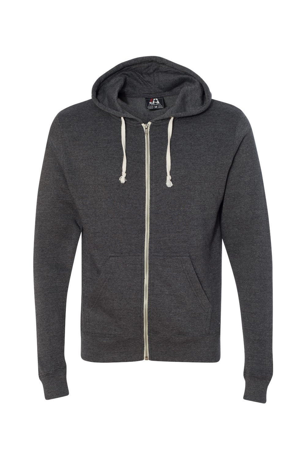 J America JA8872/8872 Mens Fleece Full Zip Hooded Sweatshirt Hoodie w/ Pockets Black Flat Front