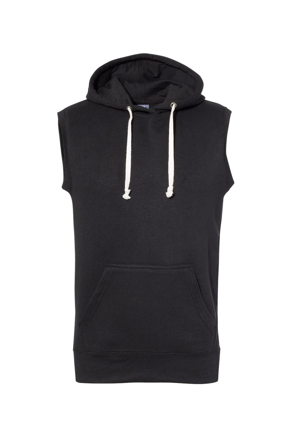J America JA8877/8877 Mens Fleece Sleeveless Hooded Sweatshirt Hoodie w/ Pouch Pocket Black Flat Front