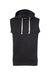 J America JA8877/8877 Mens Fleece Sleeveless Hooded Sweatshirt Hoodie w/ Pouch Pocket Black Flat Front