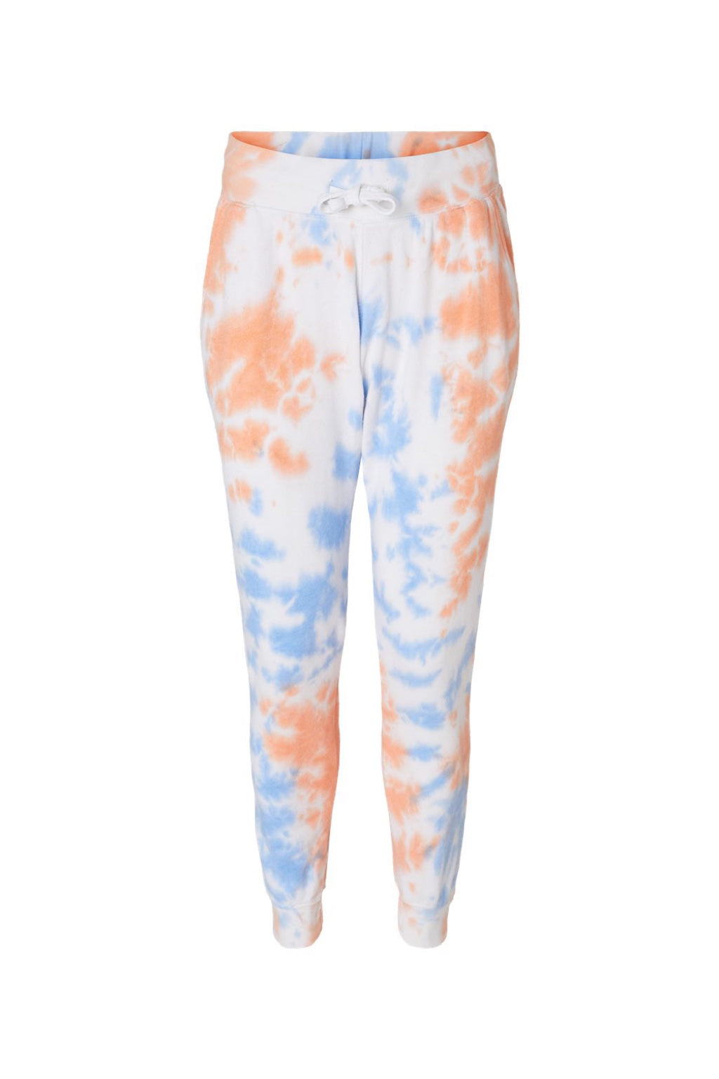 J America 8884JA Mens Tie-Dye Fleece Jogger Sweatpants w/ Pockets Sunset Flat Front