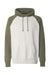 J America JA8885/8885 Mens Vintage Heather Hooded Sweatshirt Hoodie w/ Pouch Pocket Oatmeal/Army Green Flat Front