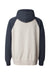 J America JA8885/8885 Mens Vintage Heather Hooded Sweatshirt Hoodie w/ Pouch Pocket Oatmeal/Vintage Navy Blue Flat Back