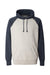 J America JA8885/8885 Mens Vintage Heather Hooded Sweatshirt Hoodie w/ Pouch Pocket Oatmeal/Vintage Navy Blue Flat Front