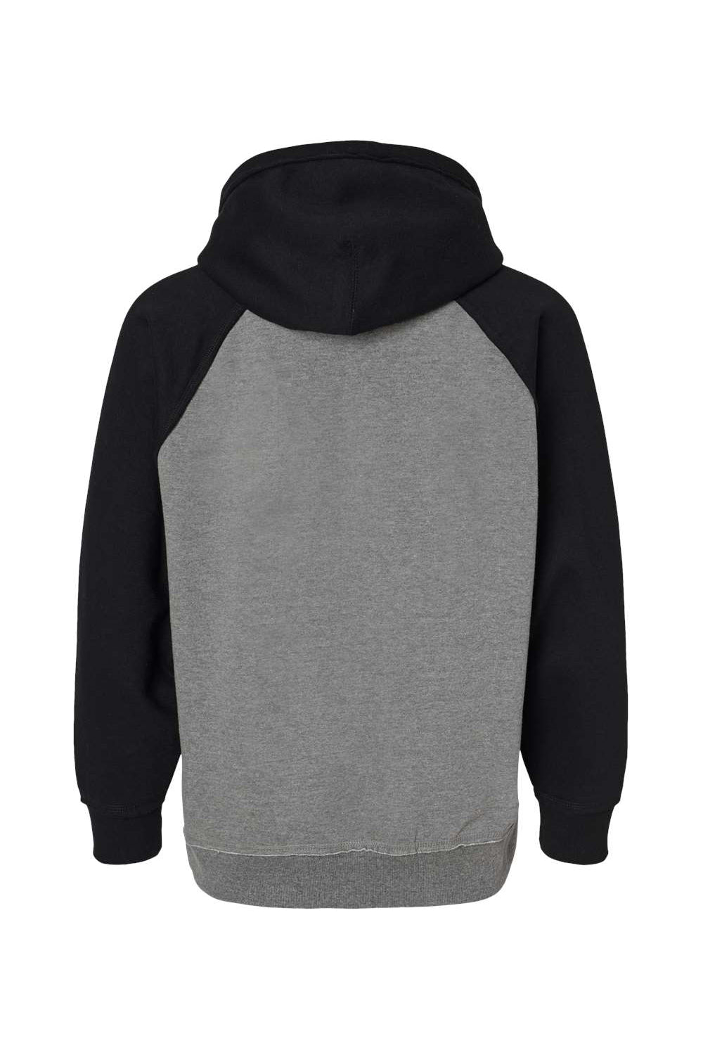 J America JA8885/8885 Mens Vintage Heather Hooded Sweatshirt Hoodie w/ Pouch Pocket Smoke Grey/Black Flat Back