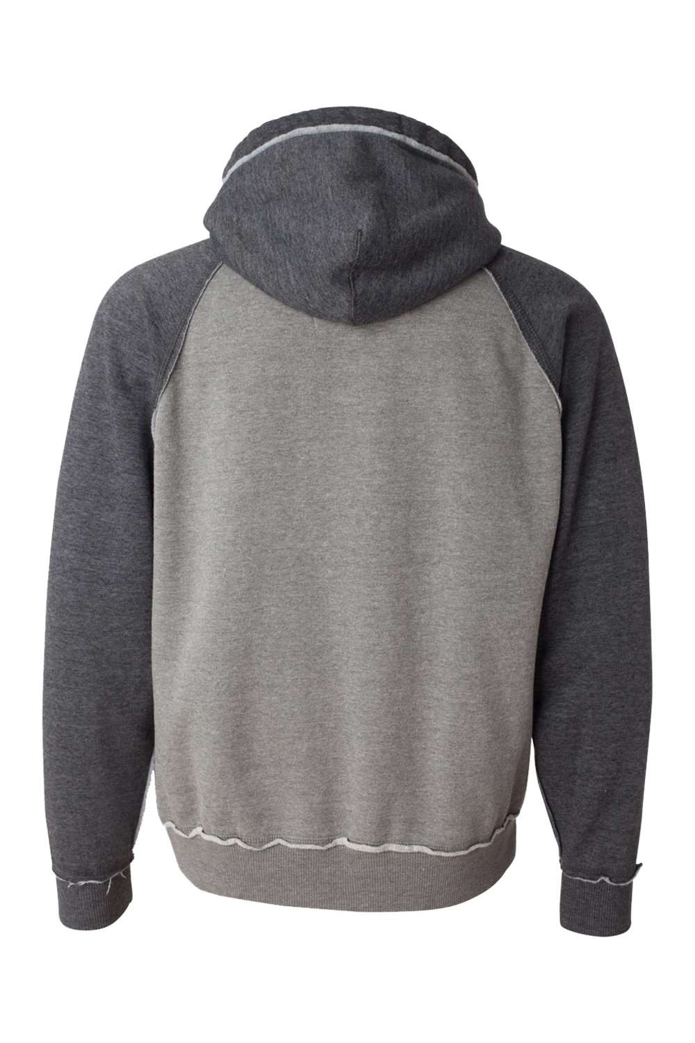 J America JA8885/8885 Mens Vintage Heather Hooded Sweatshirt Hoodie w/ Pouch Pocket Smoke Grey/Charcoal Grey Flat Back