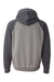 J America JA8885/8885 Mens Vintage Heather Hooded Sweatshirt Hoodie w/ Pouch Pocket Smoke Grey/Charcoal Grey Flat Back