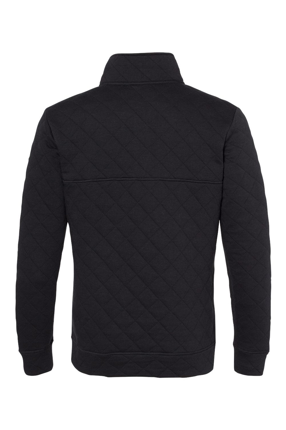 J America JA8890/8890 Mens Quilted 1/4 Snap Down Sweatshirt Black Flat Back
