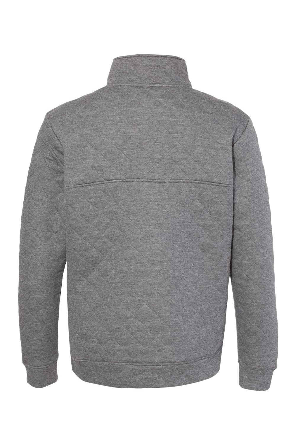 J America JA8890/8890 Mens Quilted 1/4 Snap Down Sweatshirt Heather Charcoal Grey Flat Back