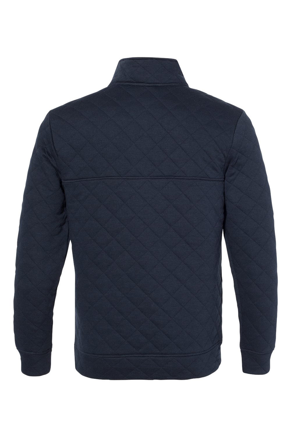 J America JA8890/8890 Mens Quilted 1/4 Snap Down Sweatshirt Navy Blue Flat Back