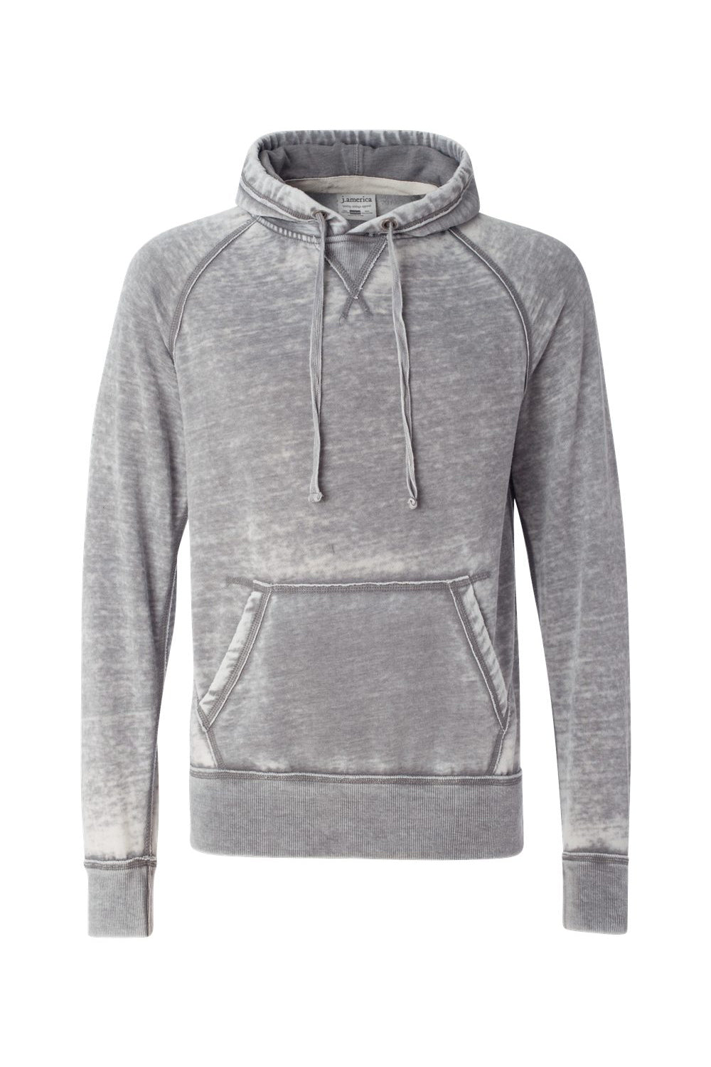 J America JA8915/8915 Mens Vintage Zen Burnout Fleece Hooded Sweatshirt Hoodie w/ Pouch Pocket Cement Grey Flat Front