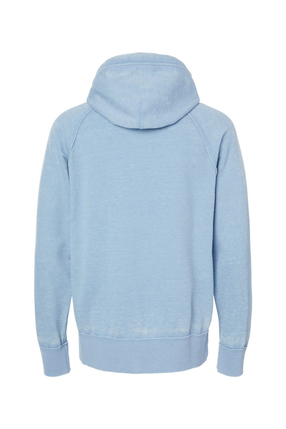 J America JA8915/8915 Mens Vintage Zen Burnout Fleece Hooded Sweatshirt Hoodie w/ Pouch Pocket Chambray Blue Flat Back