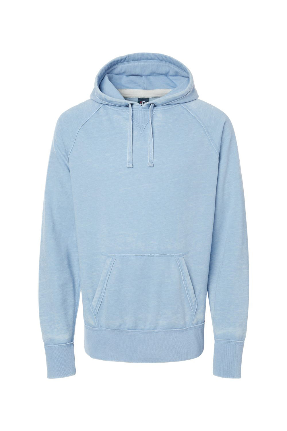 J America JA8915/8915 Mens Vintage Zen Burnout Fleece Hooded Sweatshirt Hoodie w/ Pouch Pocket Chambray Blue Flat Front