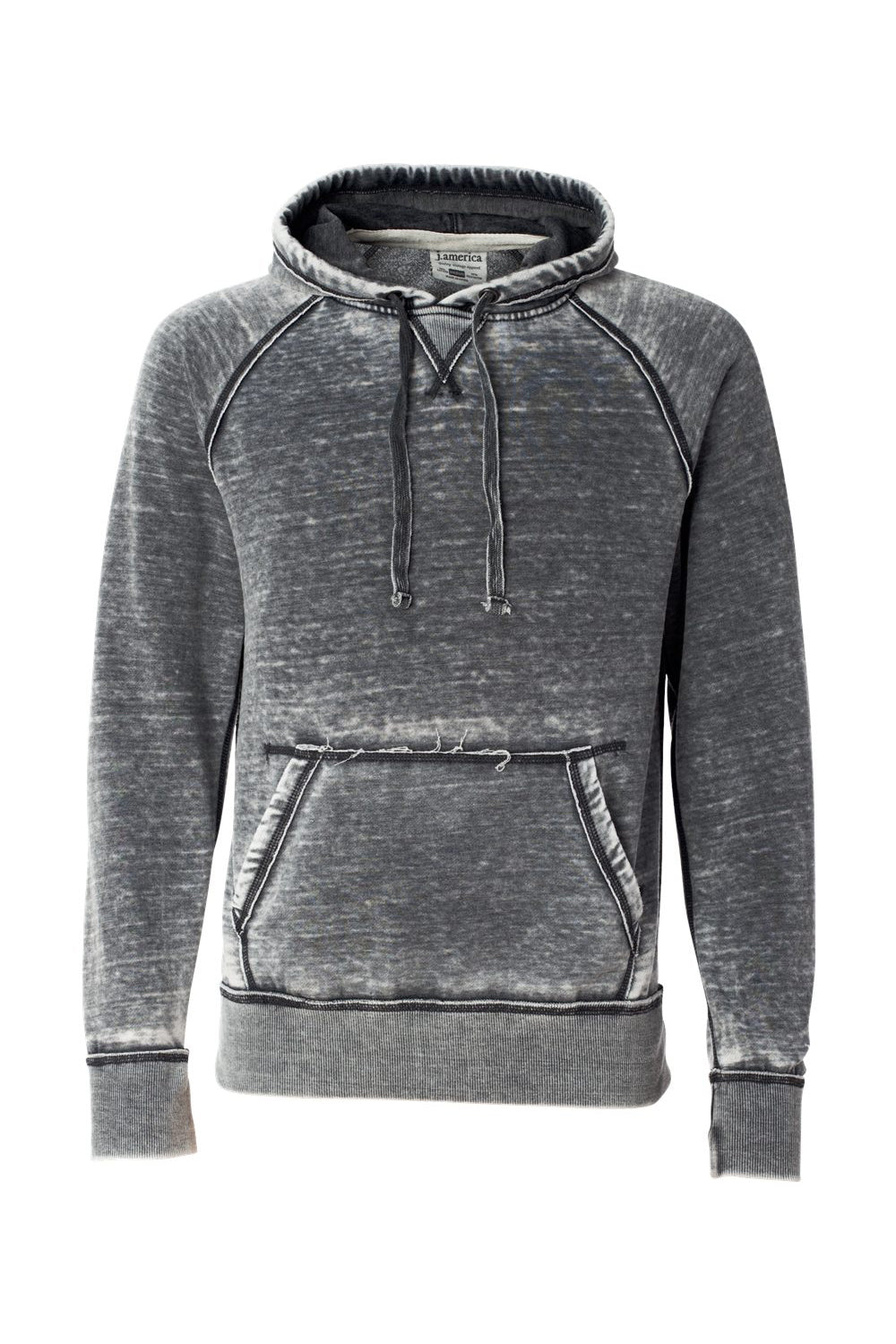 J America JA8915/8915 Mens Vintage Zen Burnout Fleece Hooded Sweatshirt Hoodie w/ Pouch Pocket Dark Smoke Grey Flat Front