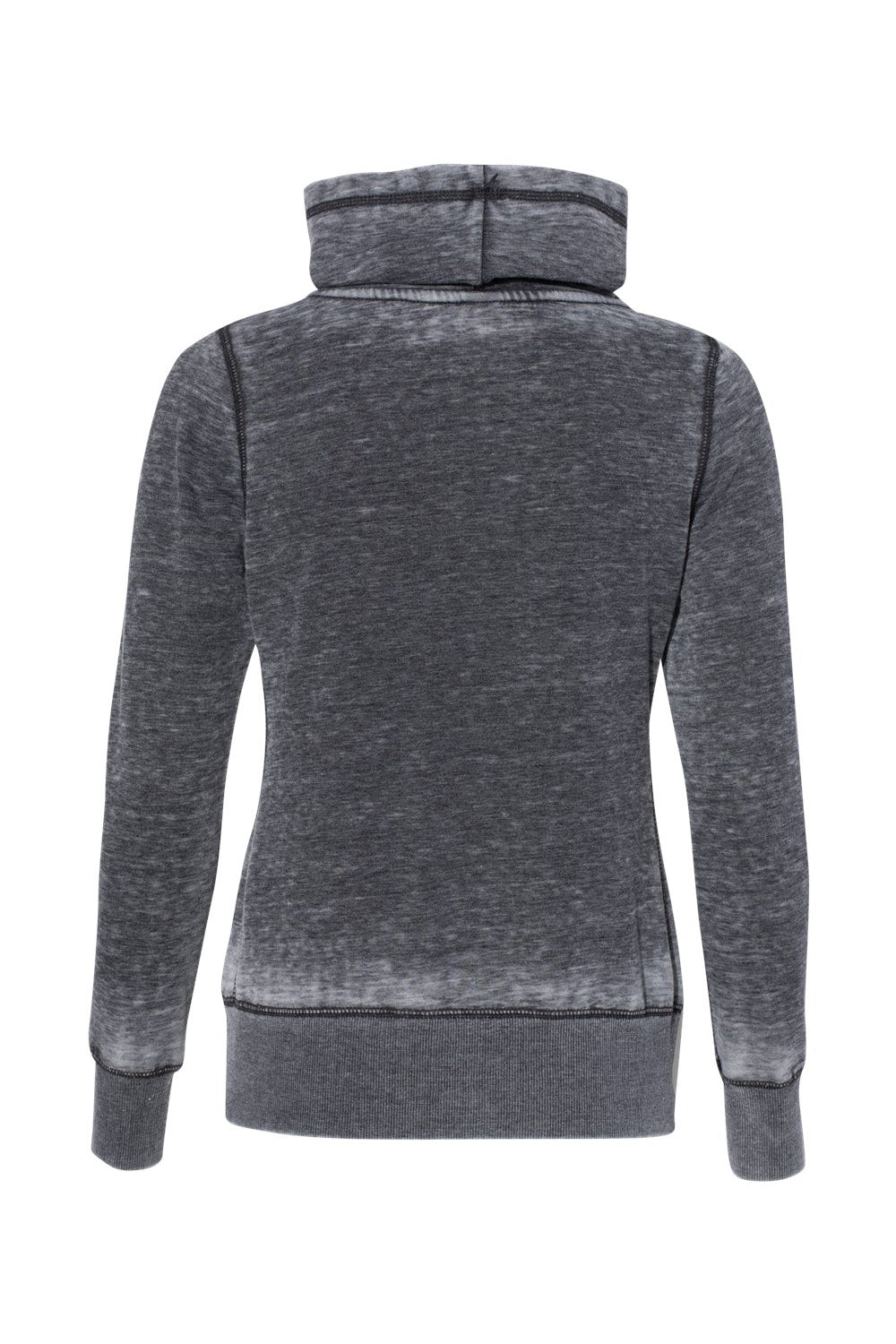 J America JA8930/8930 Womens Zen Burnout Fleece Cowl Neck Sweatshirt w/ Pockets Dark Smoke Grey Flat Back