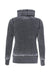 J America JA8930/8930 Womens Zen Burnout Fleece Cowl Neck Sweatshirt w/ Pockets Dark Smoke Grey Flat Back