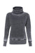 J America JA8930/8930 Womens Zen Burnout Fleece Cowl Neck Sweatshirt w/ Pockets Dark Smoke Grey Flat Front