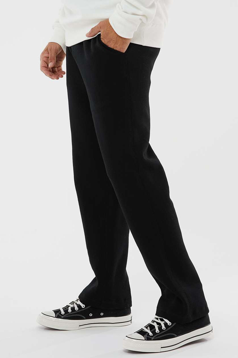 J America JA8992 Mens Open Bottom Fleece Sweatpants w/ Pockets Black Model Side