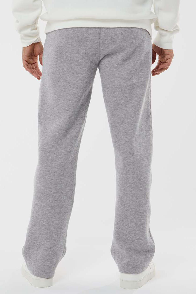 J America JA8992 Mens Open Bottom Fleece Sweatpants w/ Pockets Oxford Grey Model Back