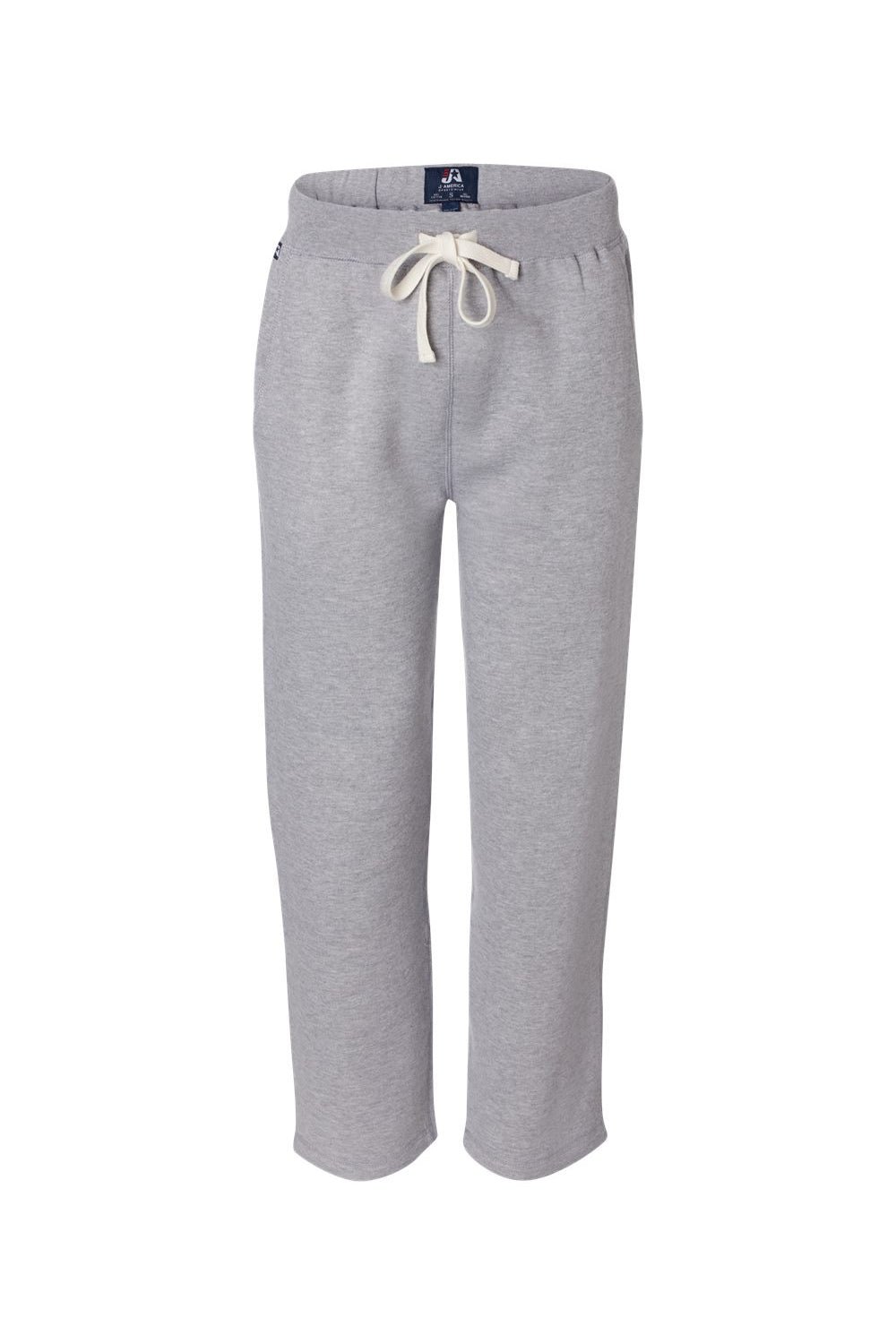 J America JA8992 Mens Open Bottom Fleece Sweatpants w/ Pockets Oxford Grey Flat Front