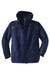 Port Authority J304 Mens All Season II Waterproof Full Zip Hooded Jacket True Navy Blue/Iron Grey Flat Front