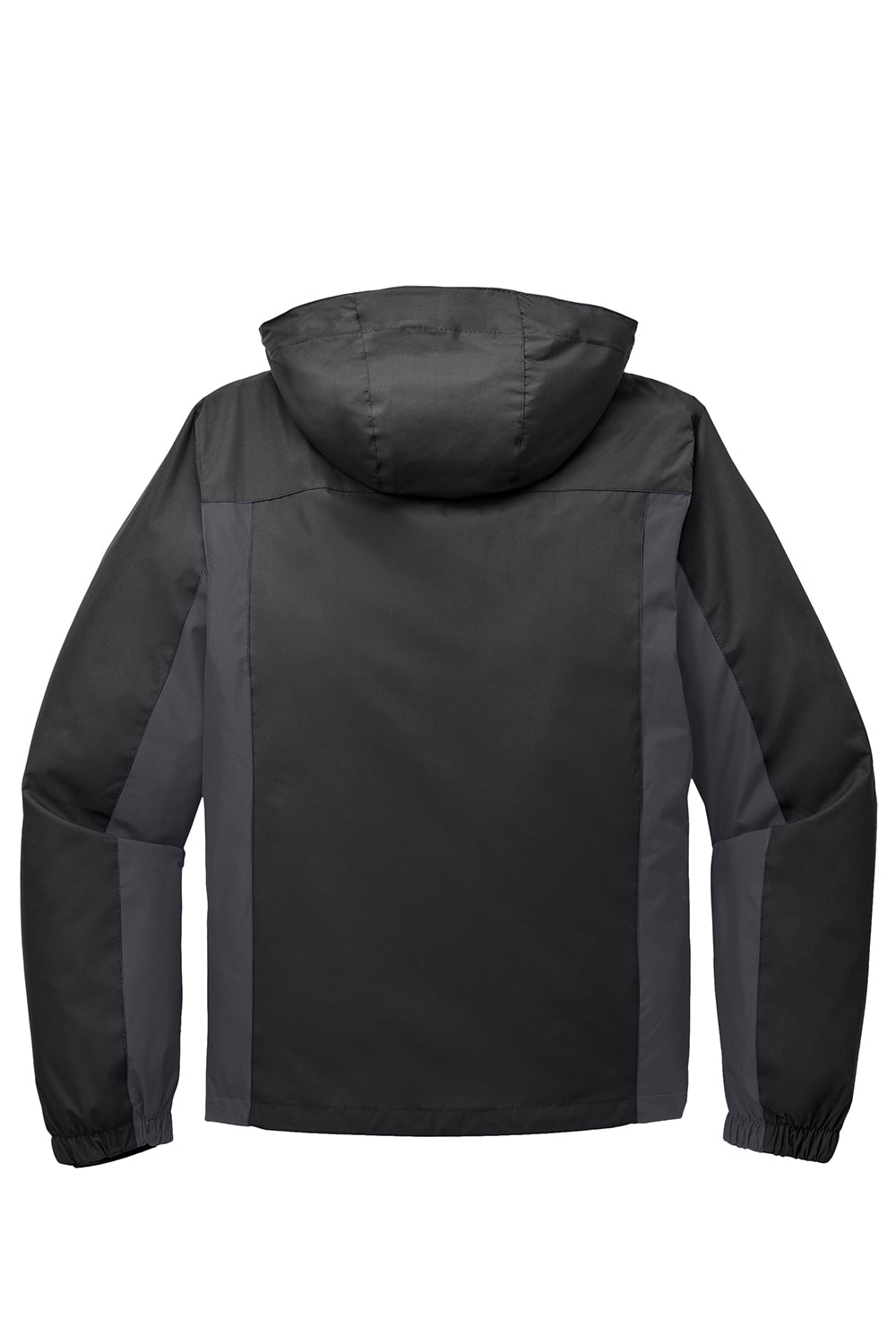 Port Authority J321 Mens 3-in-1 Wind & Water Resistant Full Zip Hooded Jacket Black/Magnet Grey/Signal Red Flat Back