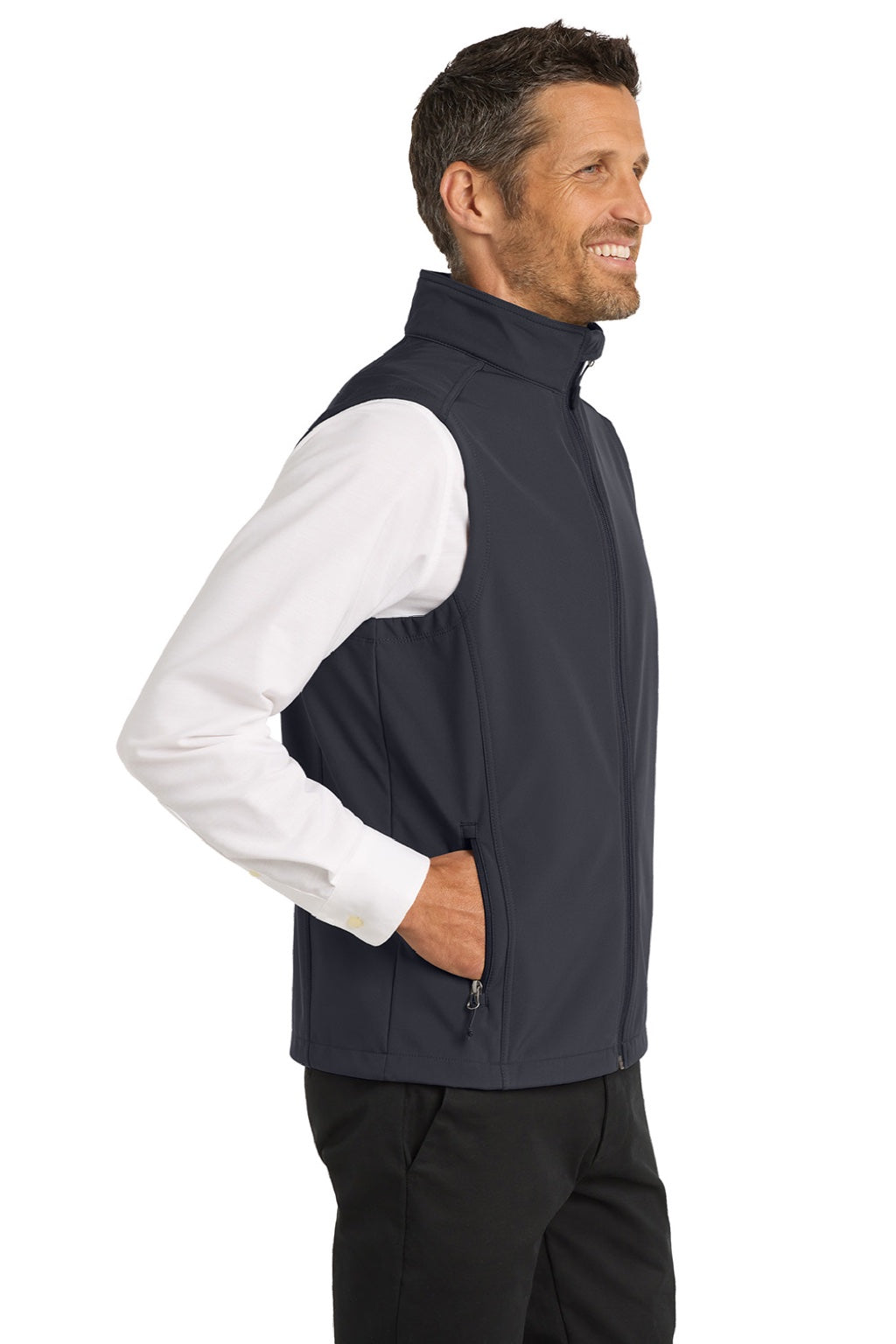 Port Authority J325 Mens Core Wind & Water Resistant Full Zip Vest Battleship Grey Model Side
