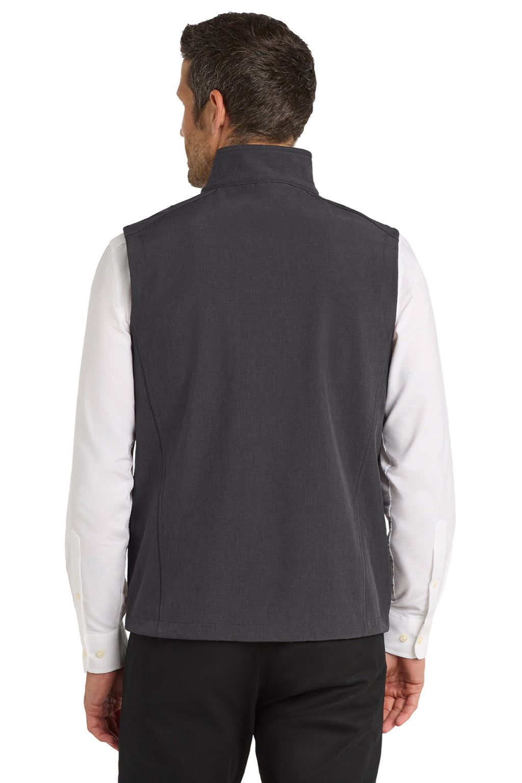 Port Authority J325 Mens Core Wind & Water Resistant Full Zip Vest Heather Charcoal Black Model Back