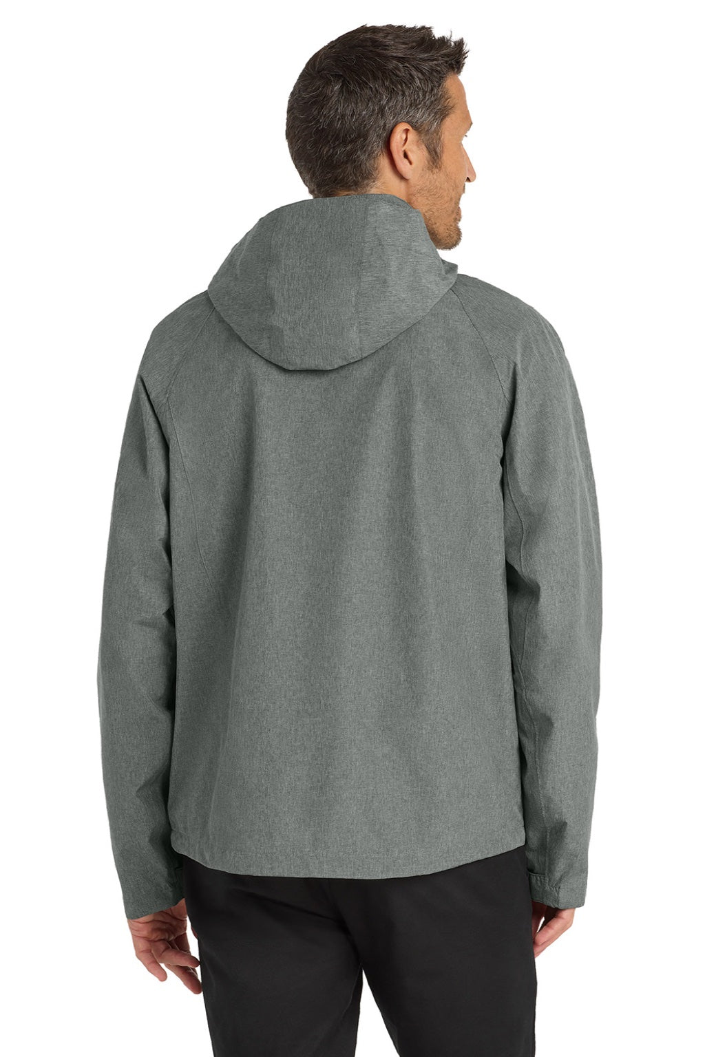 Port Authority J333 Mens Torrent Waterproof Full Zip Hooded Jacket Heather Dark Grey Model Back