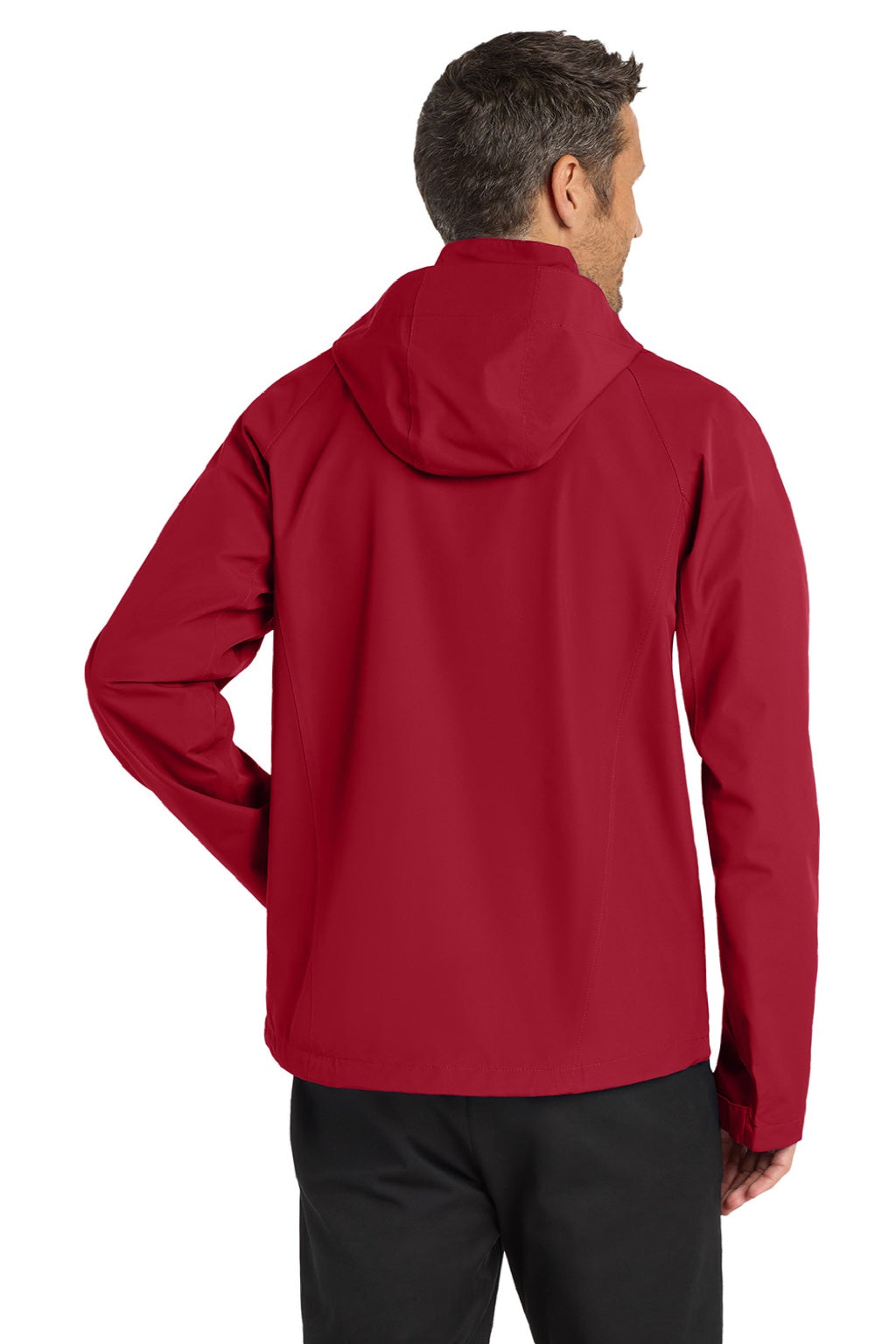 Port Authority J333 Mens Torrent Waterproof Full Zip Hooded Jacket Deep Red Model Back