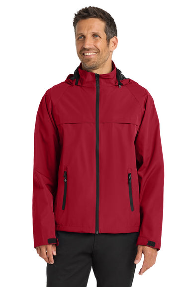 Port Authority J333 Mens Torrent Waterproof Full Zip Hooded Jacket Deep Red Model Front