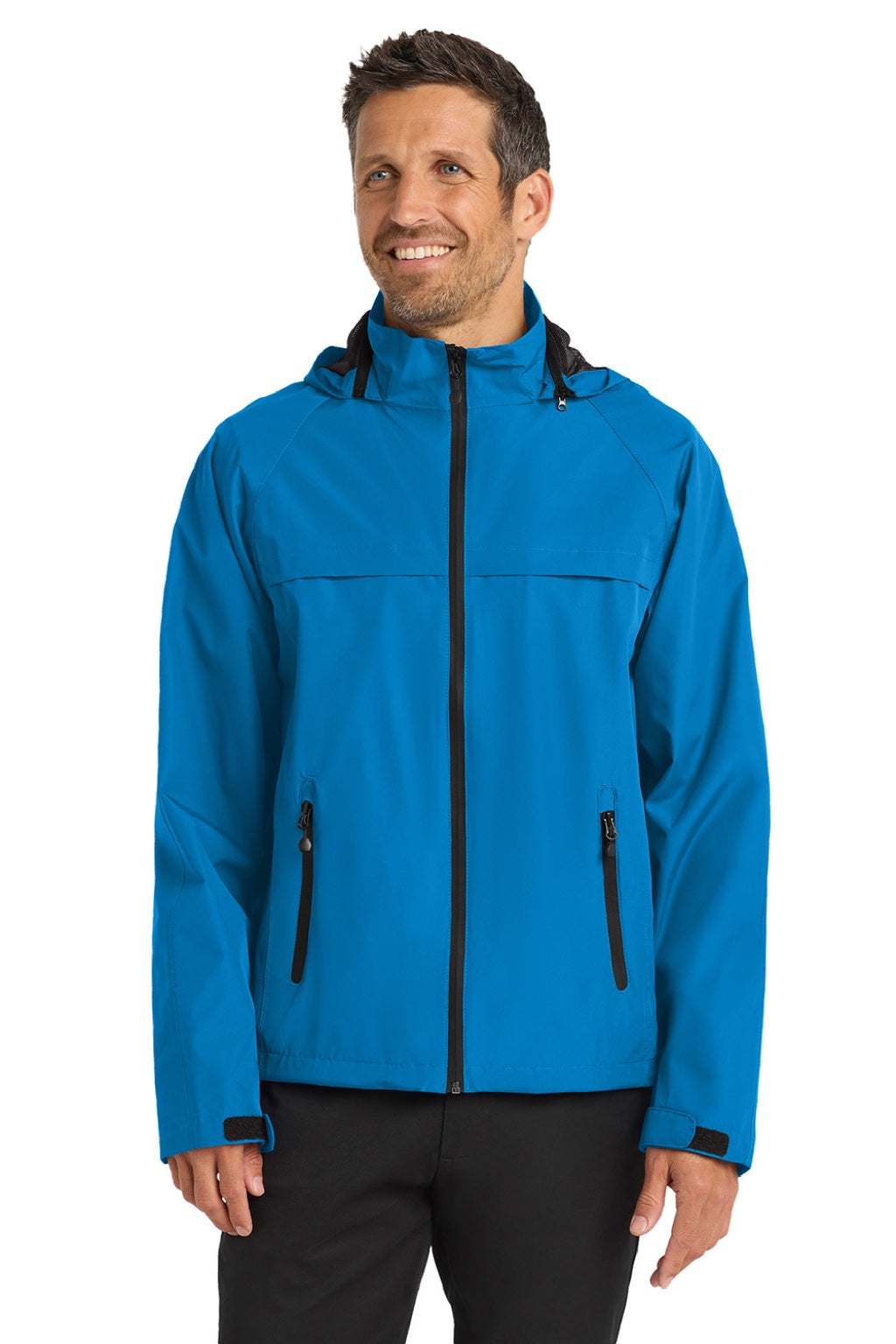 Port Authority J333 Mens Torrent Waterproof Full Zip Hooded Jacket Direct Blue Model Front