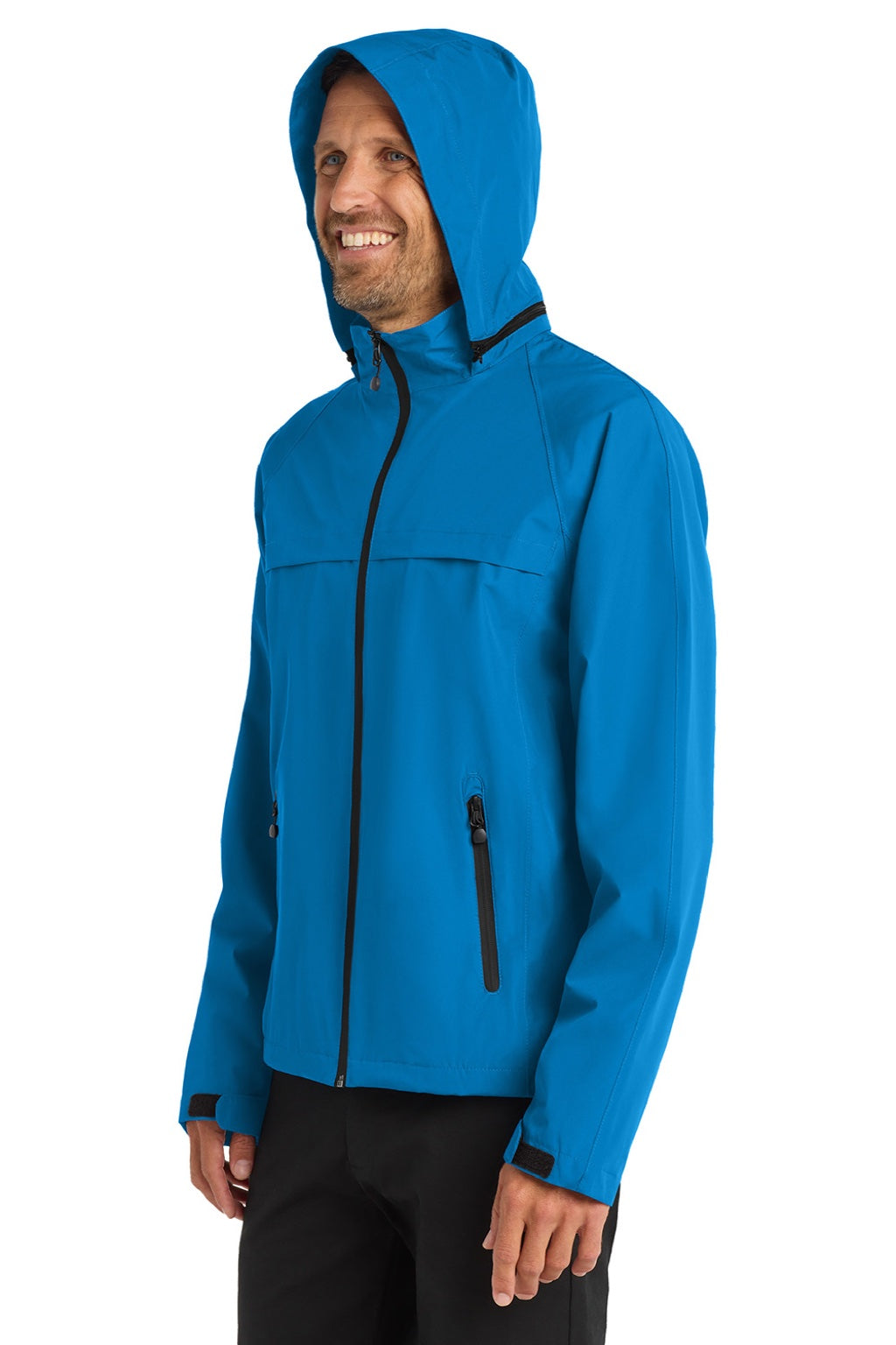 Port Authority J333 Mens Torrent Waterproof Full Zip Hooded Jacket Direct Blue Model Side