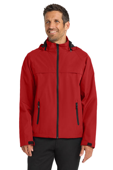 Port Authority J333 Mens Torrent Waterproof Full Zip Hooded Jacket Engine Red Model Front