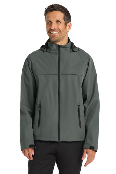 Port Authority J333 Mens Torrent Waterproof Full Zip Hooded Jacket Magnet Grey Model Front