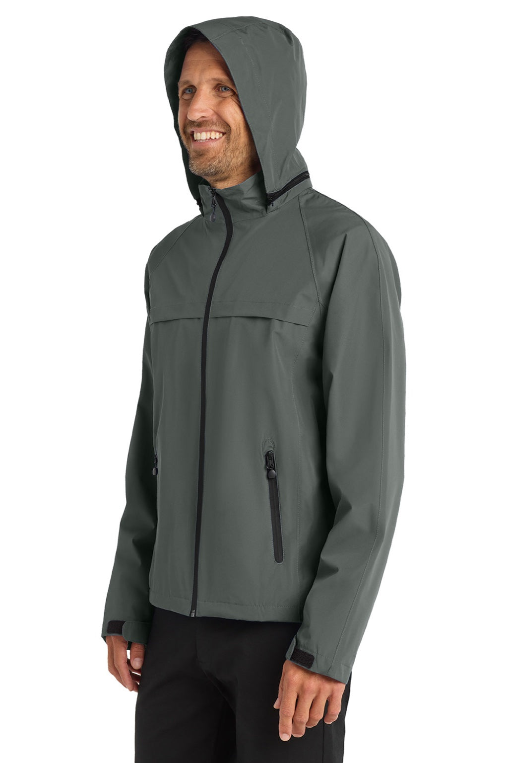 Port Authority J333 Mens Torrent Waterproof Full Zip Hooded Jacket Magnet Grey Model Side