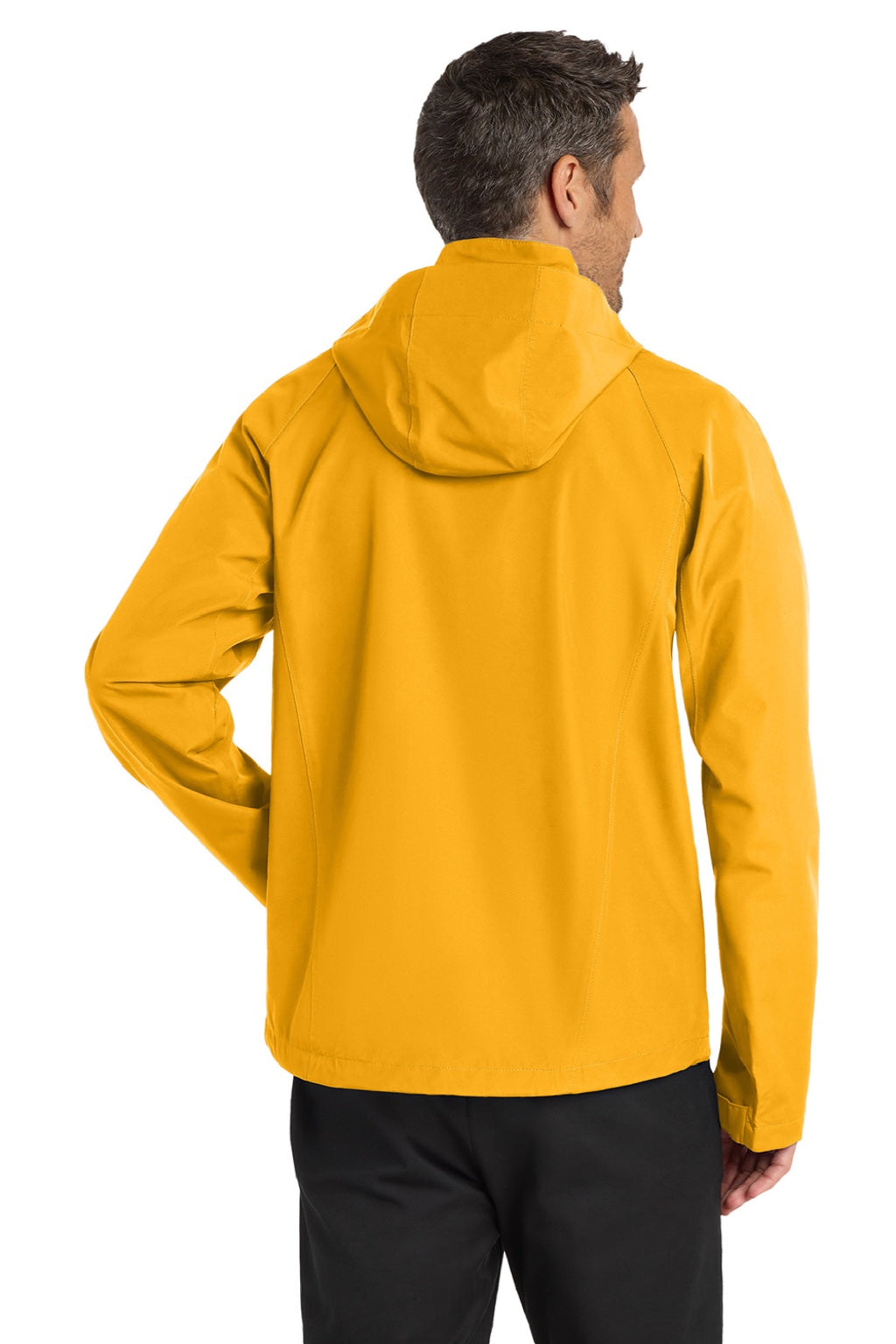 Port Authority J333 Mens Torrent Waterproof Full Zip Hooded Jacket Slicker Yellow Model Back