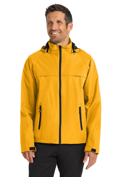 Port Authority J333 Mens Torrent Waterproof Full Zip Hooded Jacket Slicker Yellow Model Front